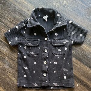 Kate Quinn Black Space-Themed Button Down Shirt 6-12 months